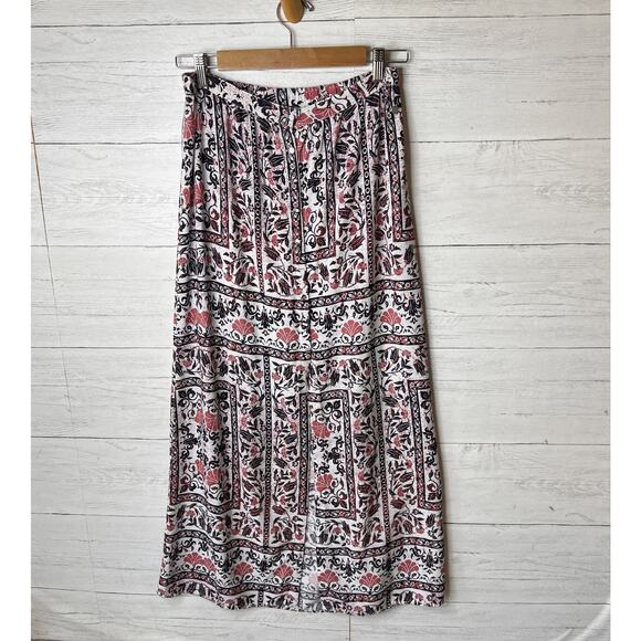Roxy Skirt Womens Size Small Lost in My Mind Floral Navy & Red Maxi Front Slit - Picture 4 of 16